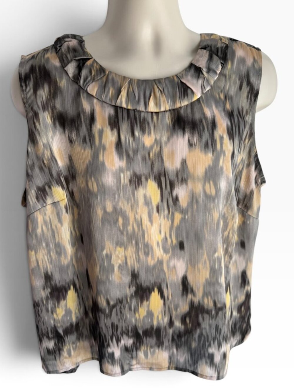 Kasper Woman 2X Sleeveless Abstract Ikat Blouse
